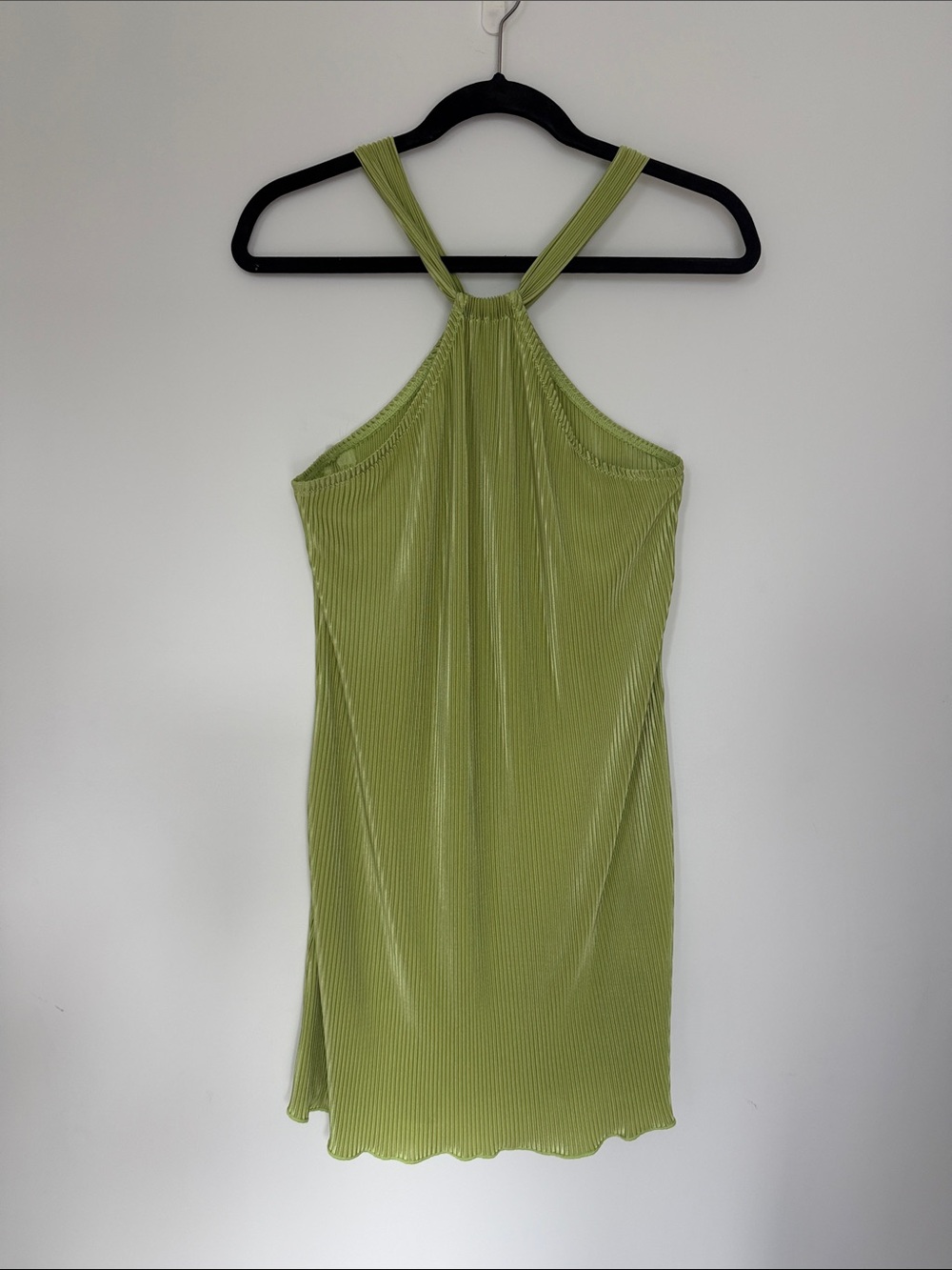 Commense Light Green Halter Ribbed Mini Dress - Picture 2 of 4